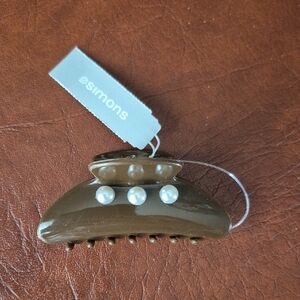 Simons Brown Hair Clip with Faux Pearls, New With Tags